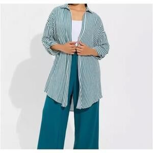 Torrid Long Sleeve Striped Kimono Shirt